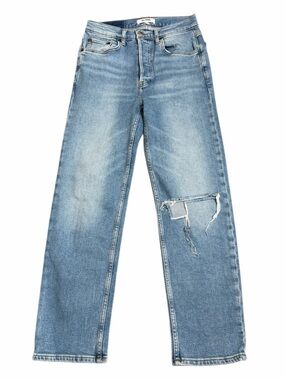 RE/DONE Light Blue Distressed 70's Stove Pipe Denim Jeans Women's Size 26
